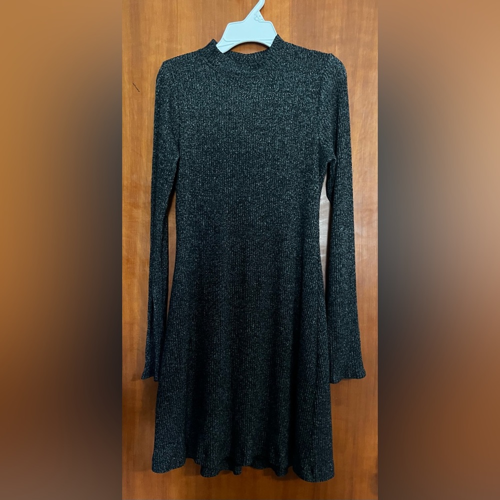 Hollister Black/Gray Long Sleeve Mock Neck Mini Dress